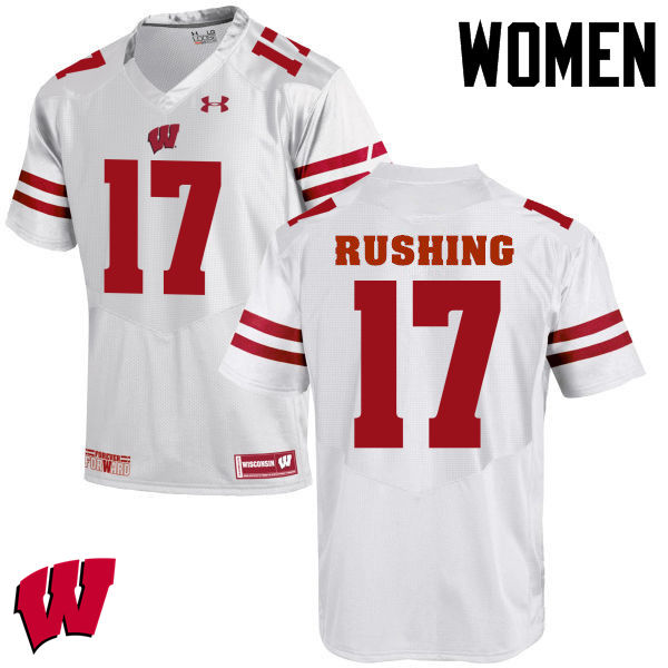 Wisconsin Badgers Women's #17 George Rushing NCAA Under Armour Authentic White College Stitched Football Jersey IN40F33BO